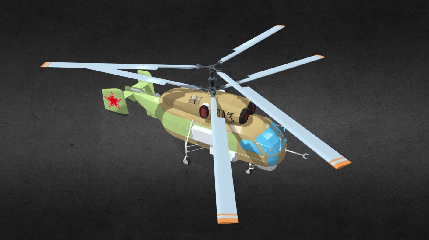 ka-27 military helicopter with two propellers Low-poly 3D model_1