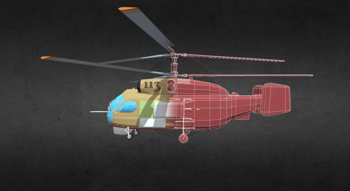 ka-27 military helicopter with two propellers Low-poly 3D model_7