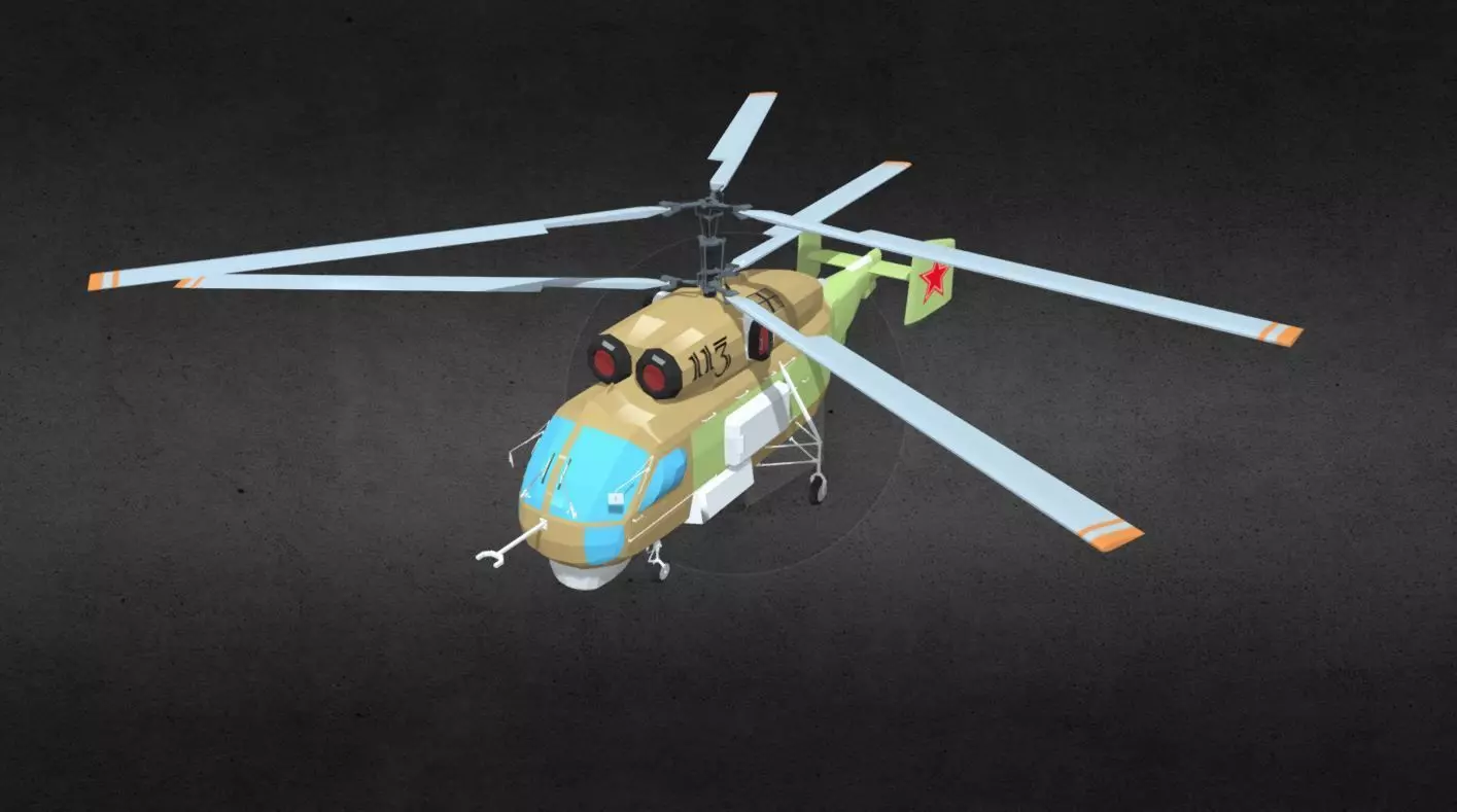 ka-27 military helicopter with two propellers Low-poly 3D model_0