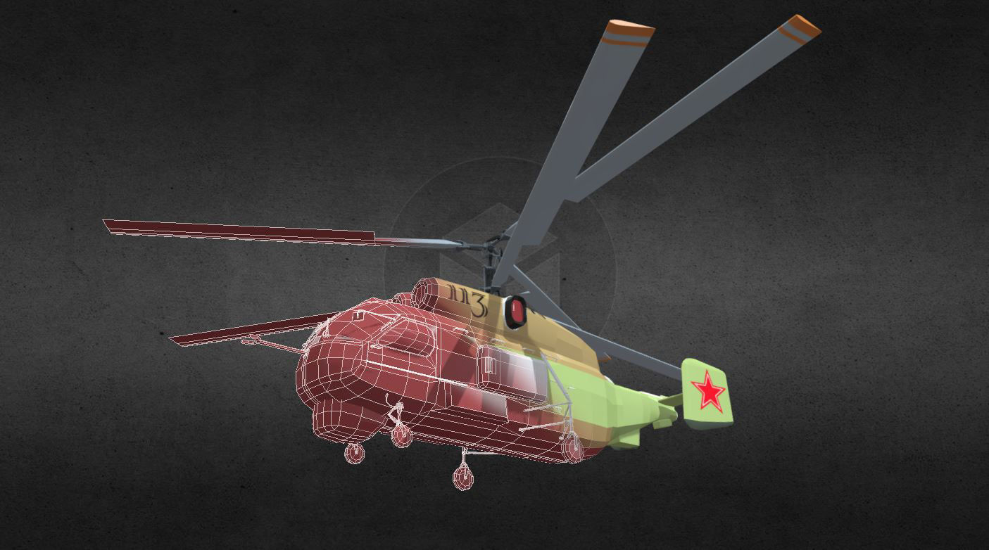 ka-27 military helicopter with two propellers Low-poly 3D model_8