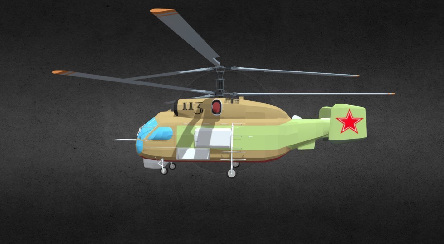 ka-27 military helicopter with two propellers Low-poly 3D model_4