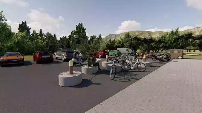 Mobilier urbain assise park a velo Low-poly 3D model