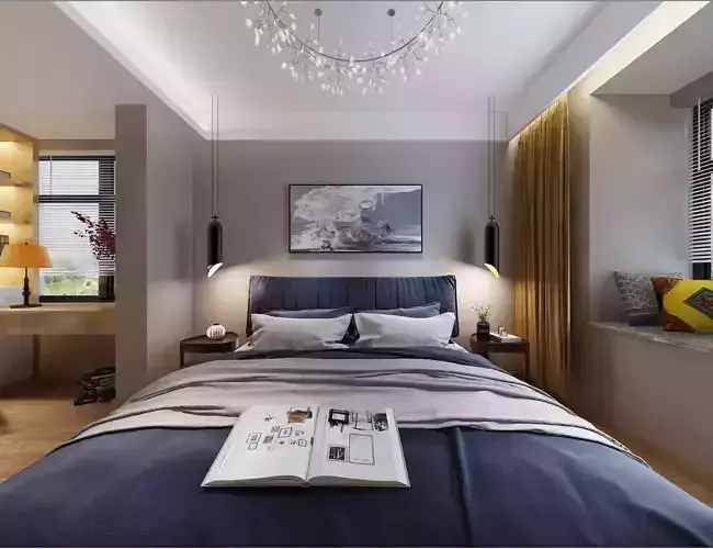 Simple and cozy bedroom Vray 3D modelA07