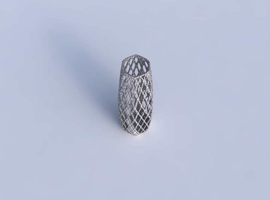 Vase squeezed hexagon with diagonal grid lattice 3 3D print model_6