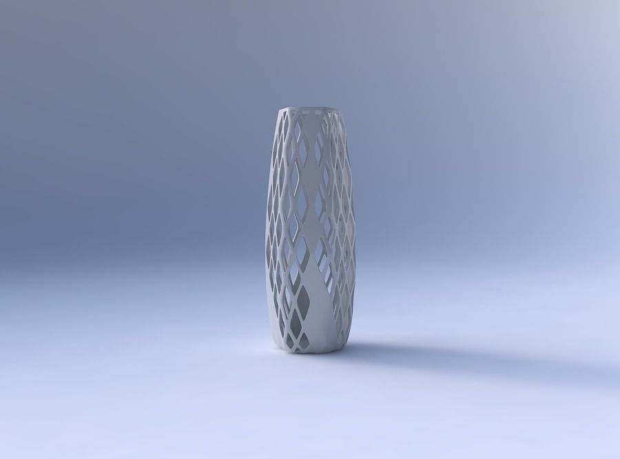 Vase squeezed hexagon with diagonal grid lattice 3 3D print model_4
