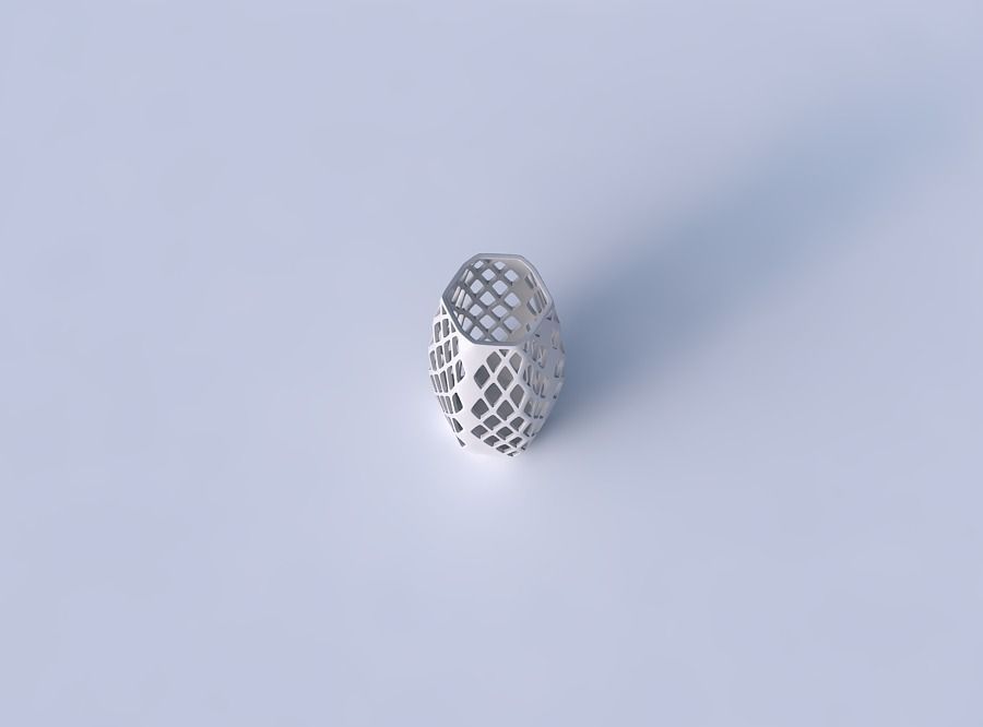 Vase squeezed hexagon with diagonal grid lattice 3 3D print model_2