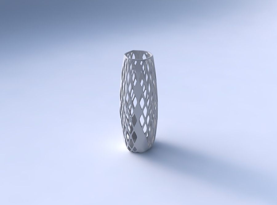 Vase squeezed hexagon with diagonal grid lattice 3 3D print model_3