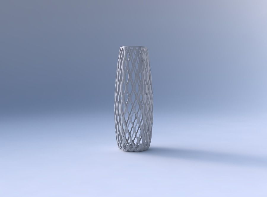 Vase squeezed hexagon with diagonal grid lattice 3D print model_4