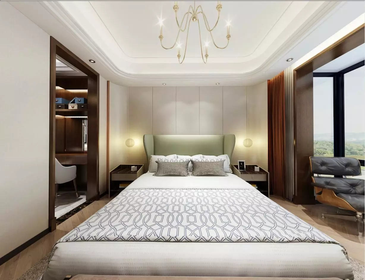 Simple and cozy bedroom Vray 3D model a9 3D model_0