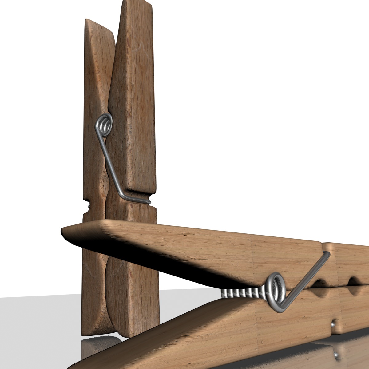 Clothespin two wooden clothes pegs Free 3D model_2