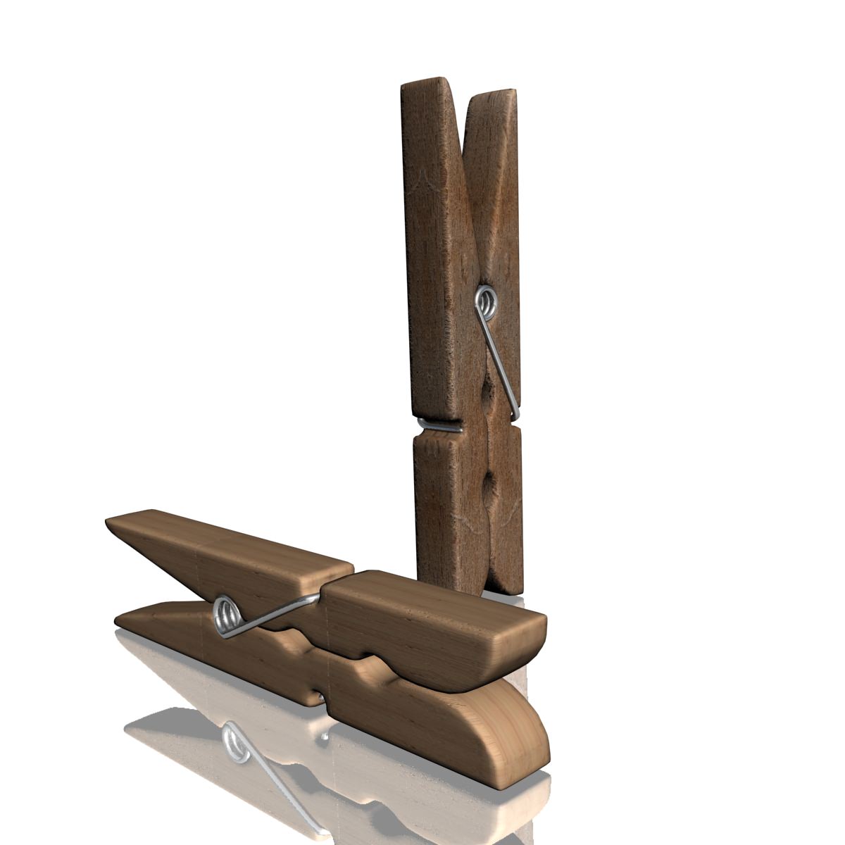Clothespin two wooden clothes pegs Free 3D model_1