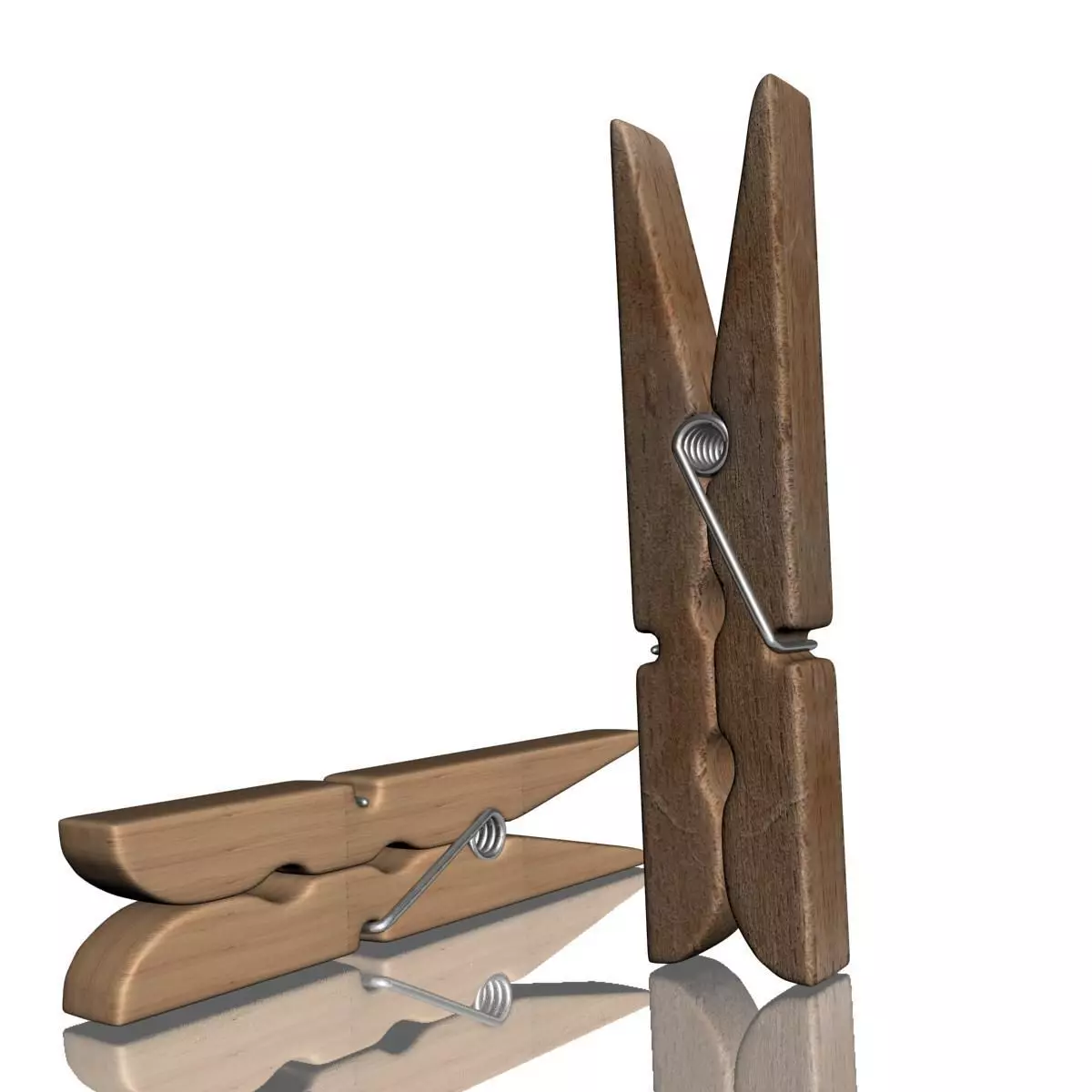 Clothespin two wooden clothes pegs Free 3D model_0