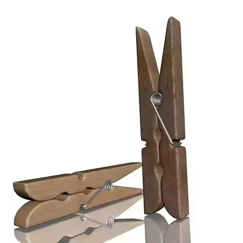Clothespin two wooden clothes pegs Free 3D model