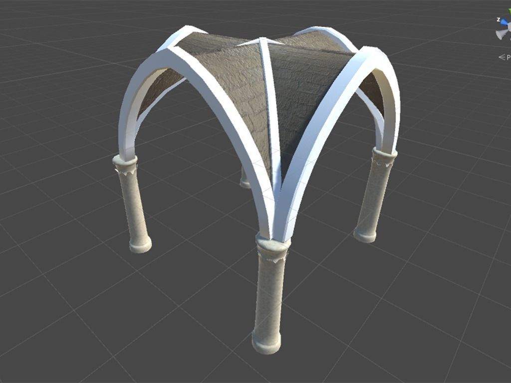 Ancient Cross Vault with Columns Low-poly 3D model_3