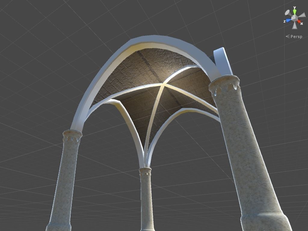 Ancient Cross Vault with Columns Low-poly 3D model_4