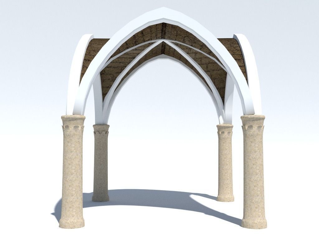 Ancient Cross Vault with Columns Low-poly 3D model_5