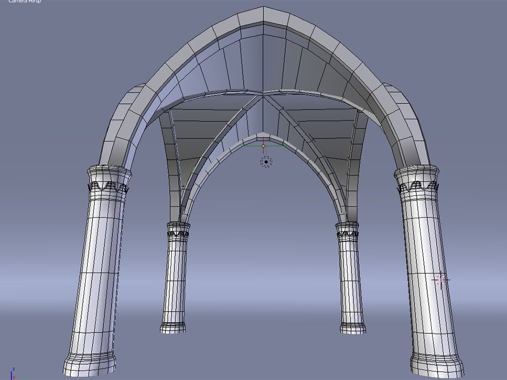 Ancient Cross Vault with Columns Low-poly 3D model_2
