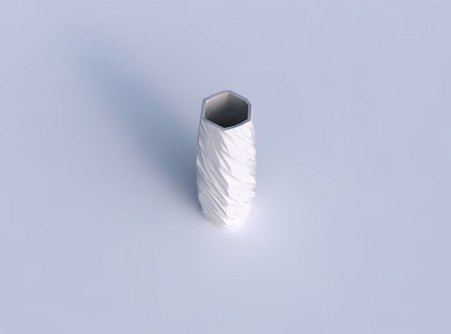 Vase squeezed hexagon with fine twisted organic cells 3D print model_1