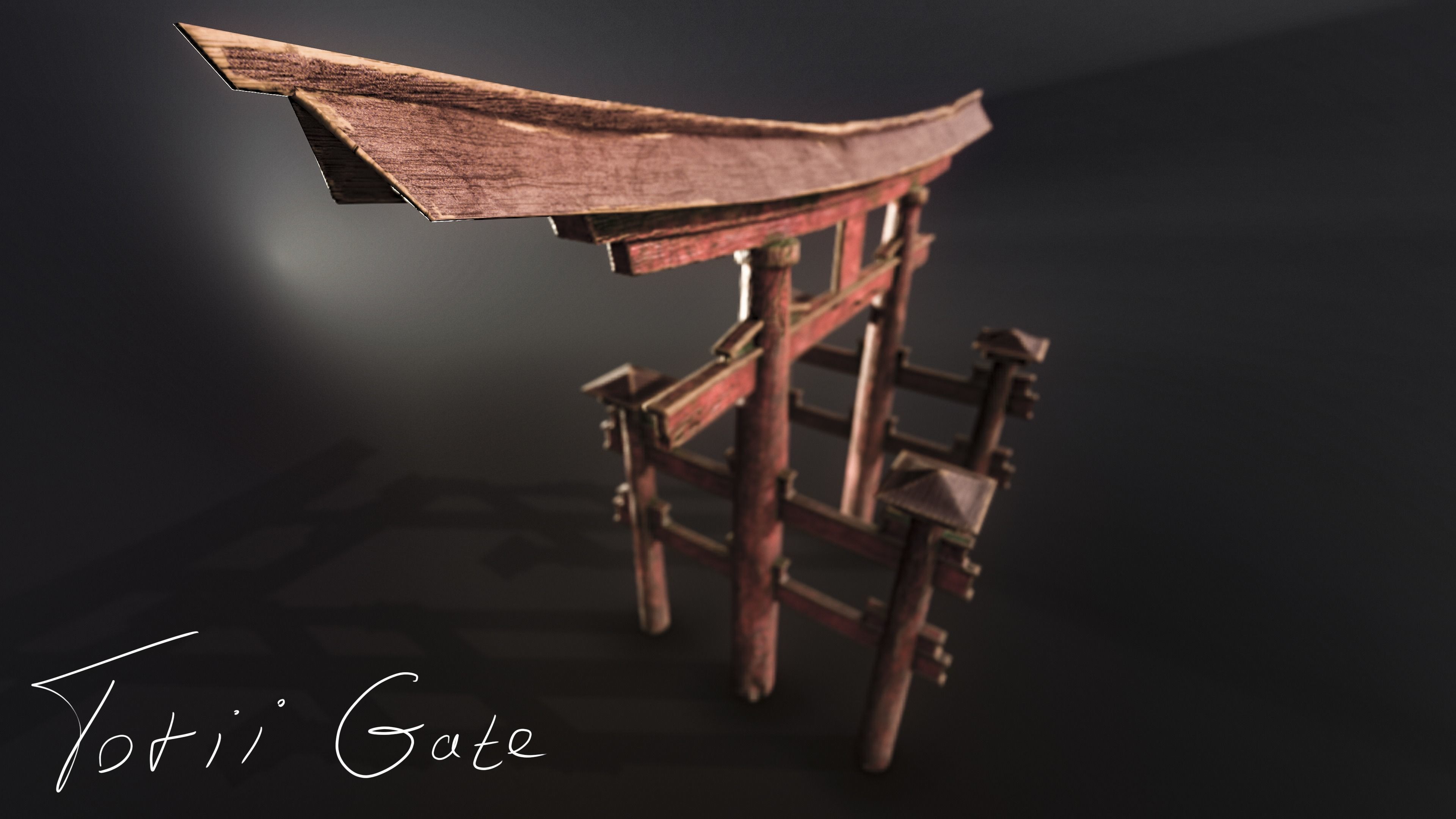 Old Torii Gate Low-poly 3D model_5