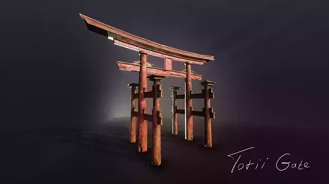 Old Torii Gate Low-poly 3D model