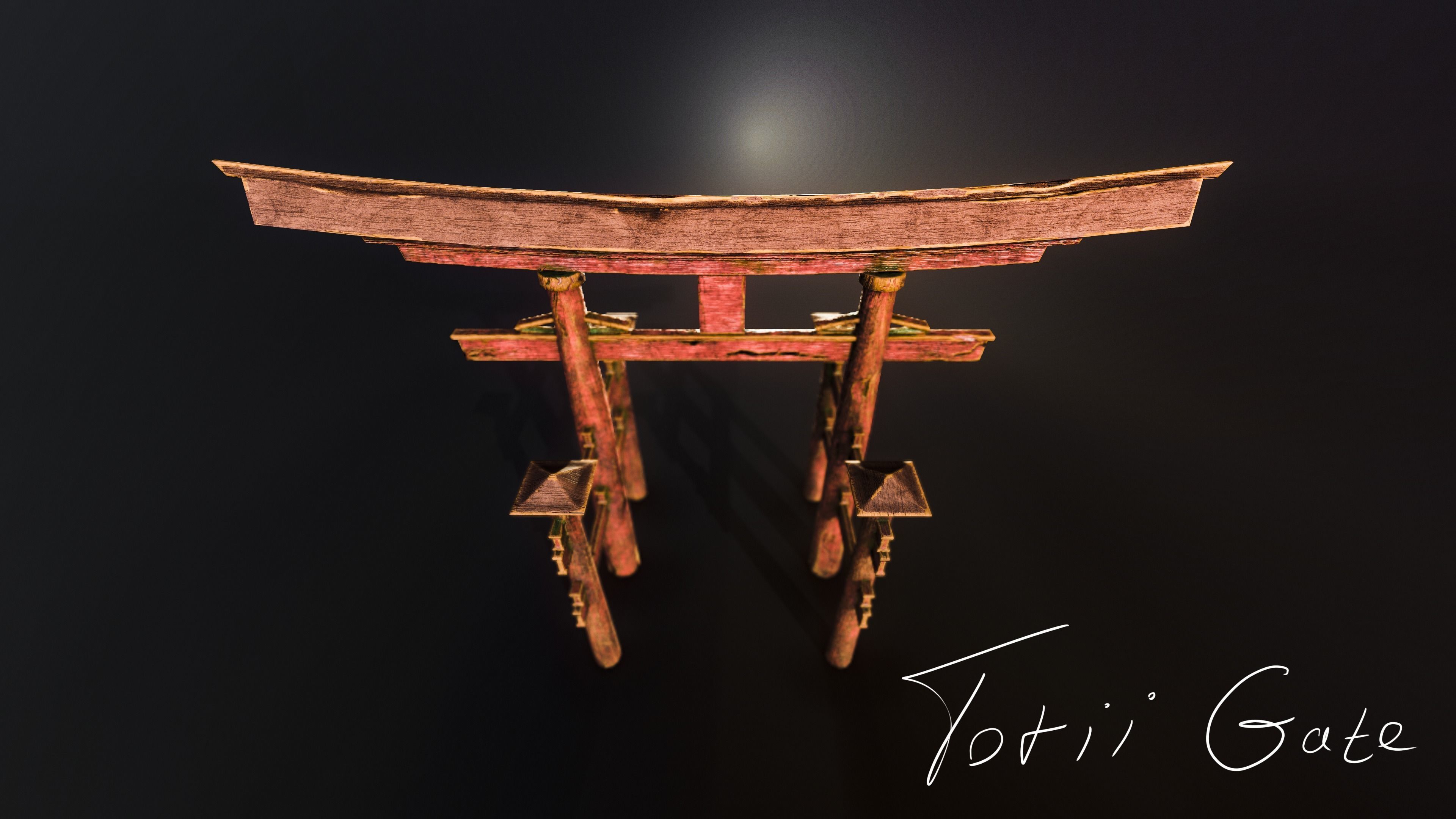 Old Torii Gate Low-poly 3D model_4