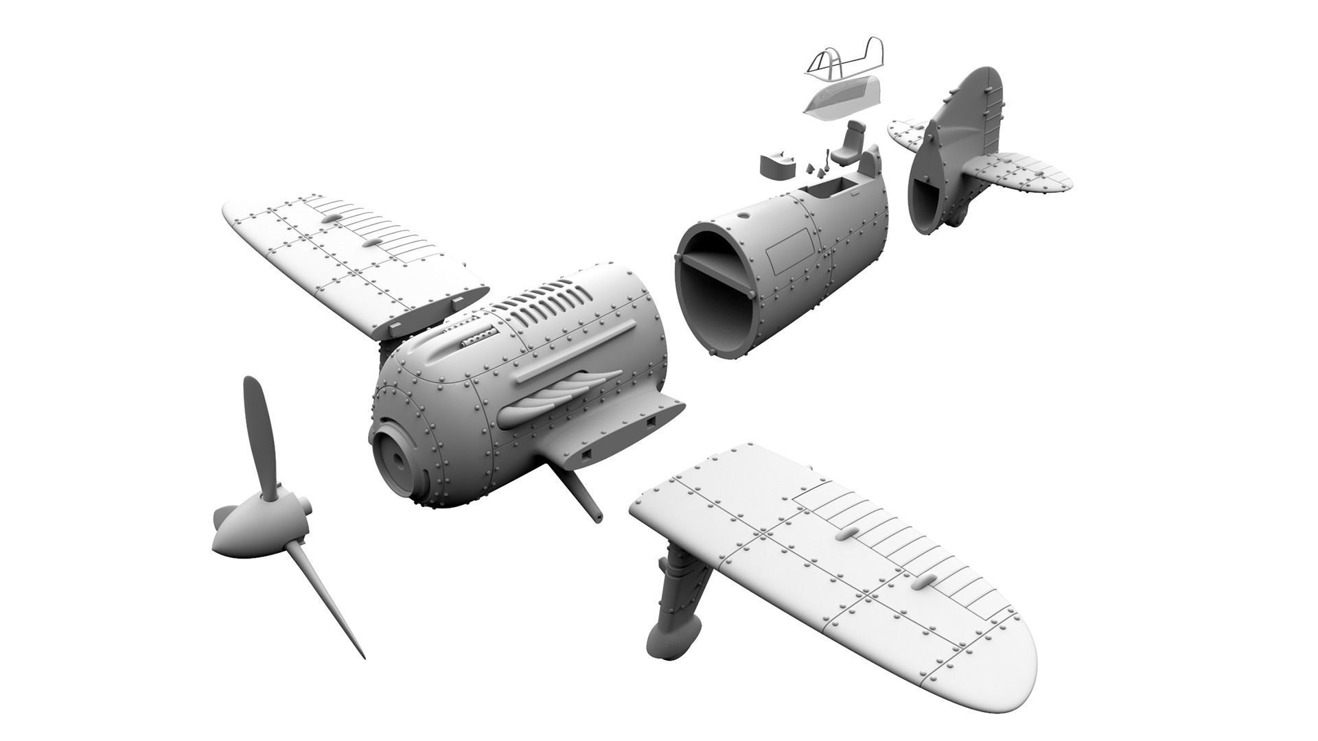  Stylized Vintage Aircraft 3D print model_2