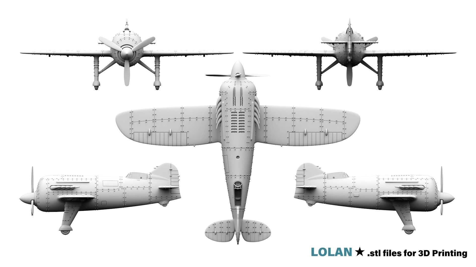  Stylized Vintage Aircraft 3D print model_1
