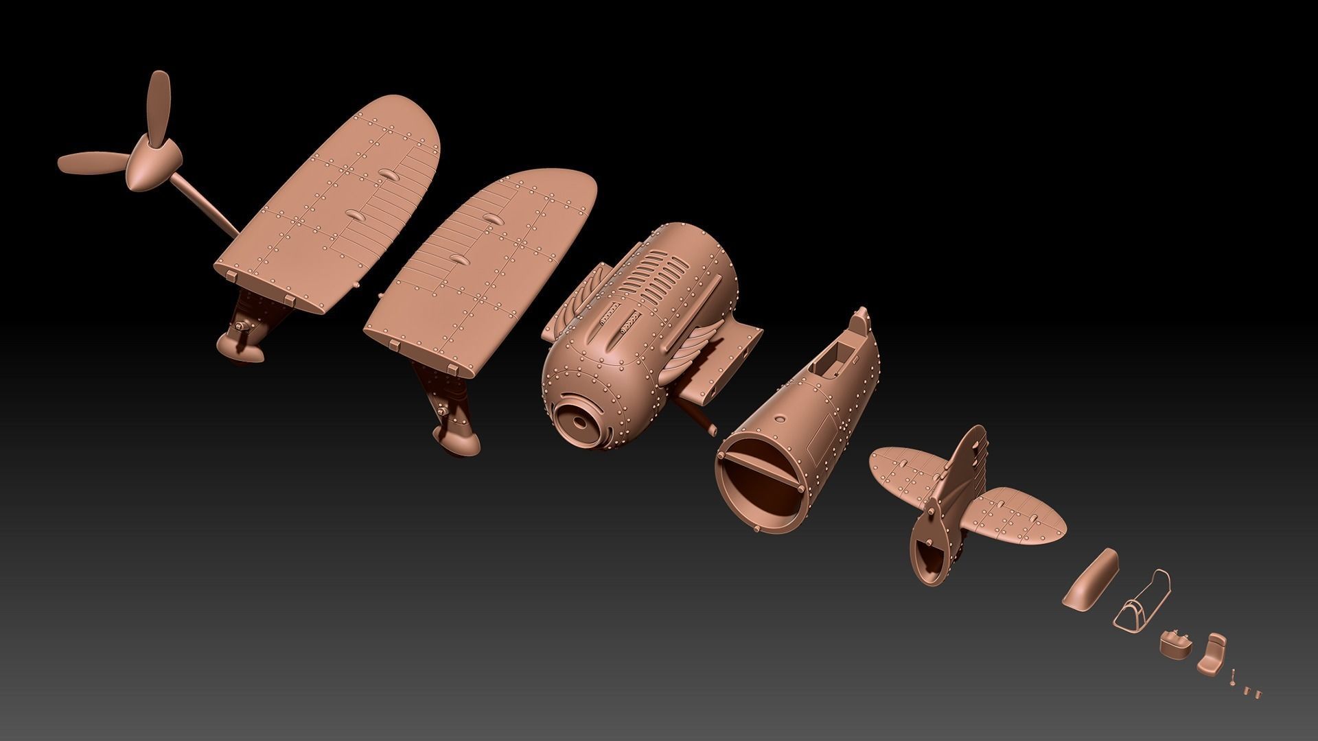  Stylized Vintage Aircraft 3D print model_9