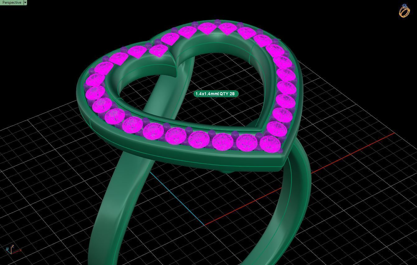 Heart Cluster Halo Ring 3D print model_6