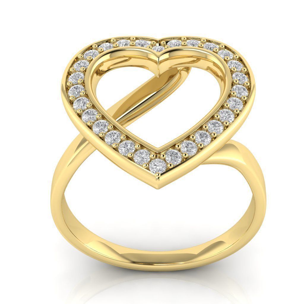 Heart Cluster Halo Ring 3D print model_1