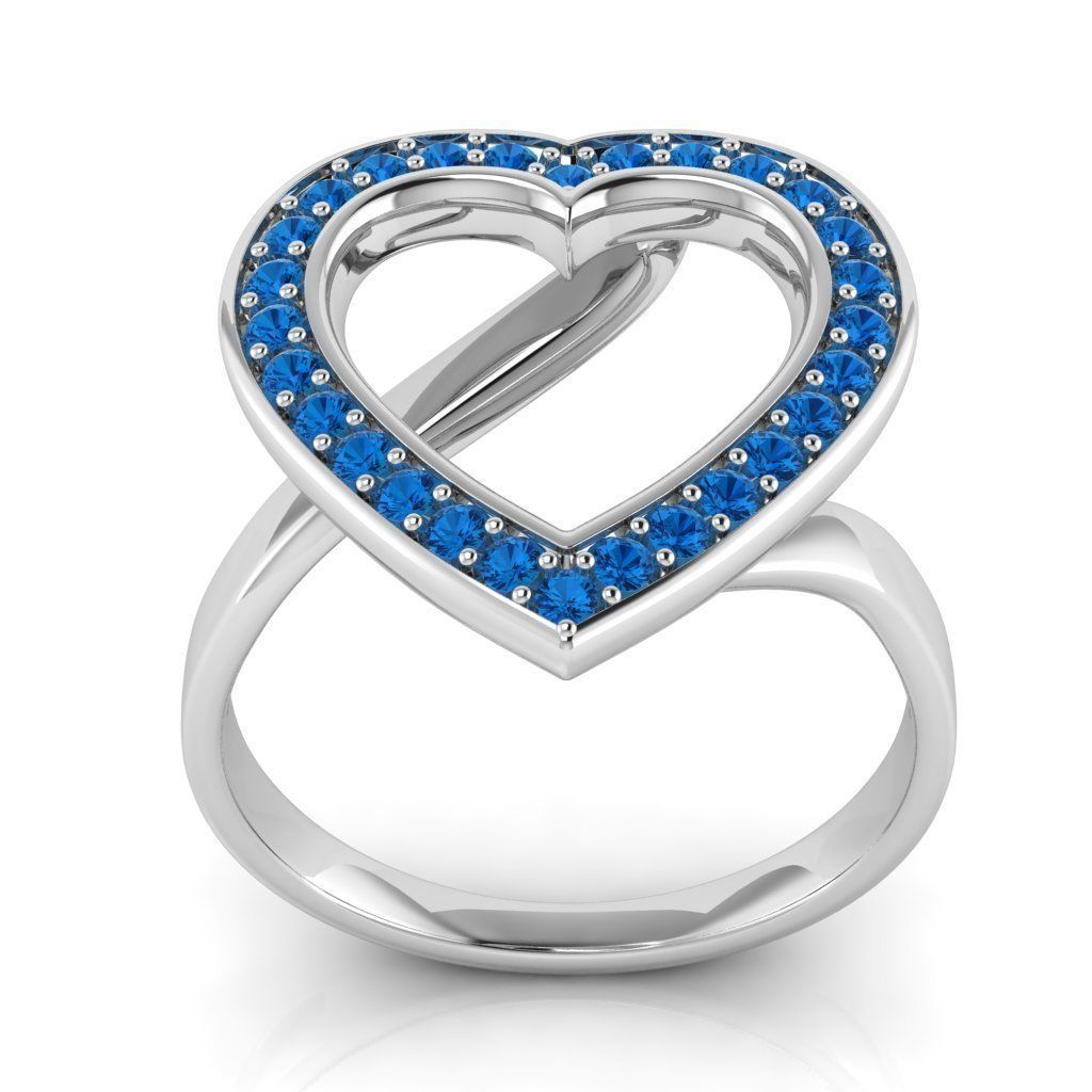 Heart Cluster Halo Ring 3D print model_3