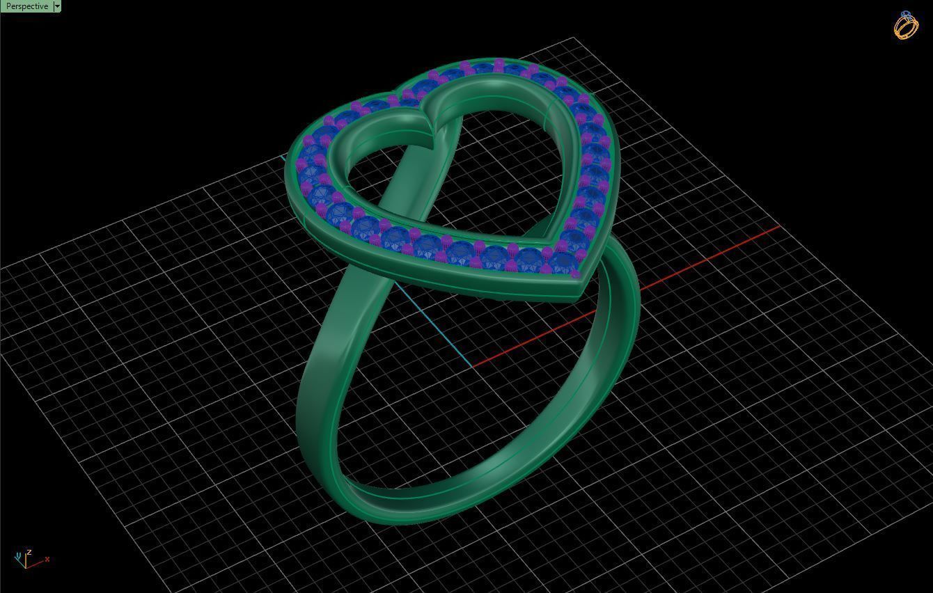 Heart Cluster Halo Ring 3D print model_5