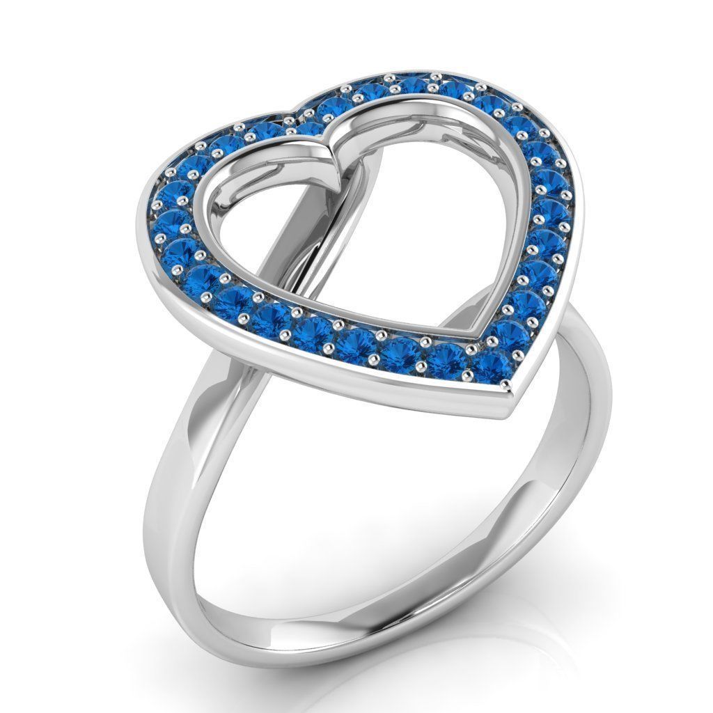 Heart Cluster Halo Ring 3D print model_2