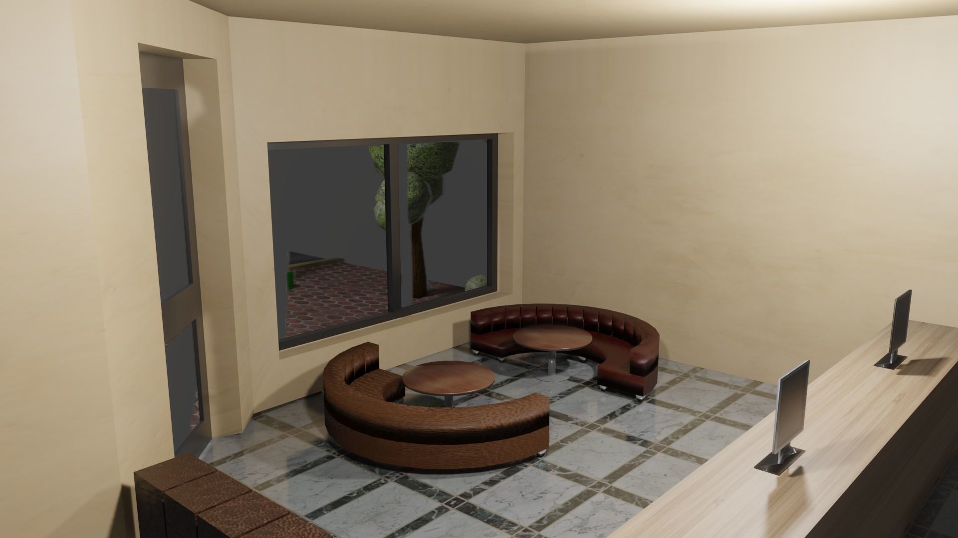 Modern Cafe Low-poly 3D model_6