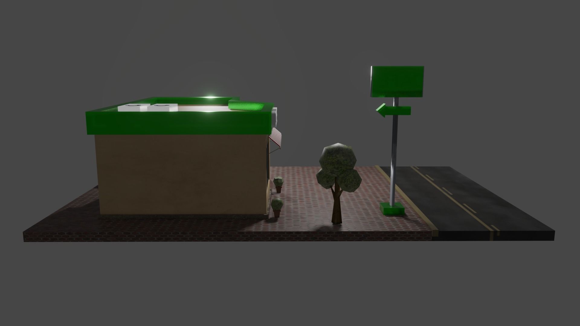 Modern Cafe Low-poly 3D model_4