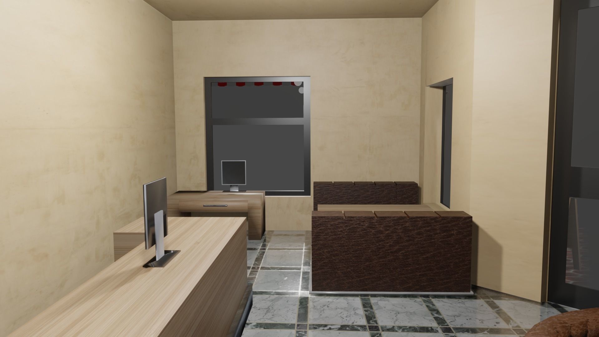 Modern Cafe Low-poly 3D model_5