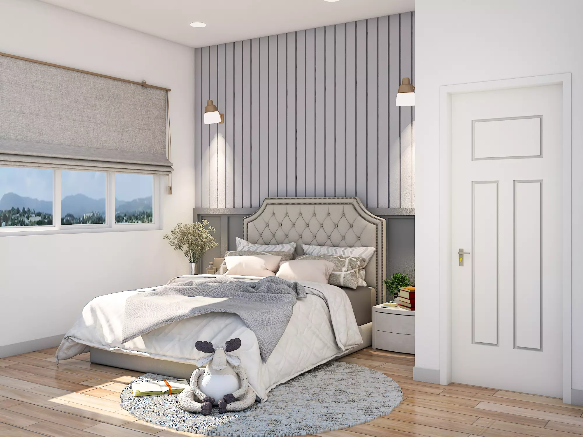 Bedroom with walls and wooden floors 3D print model