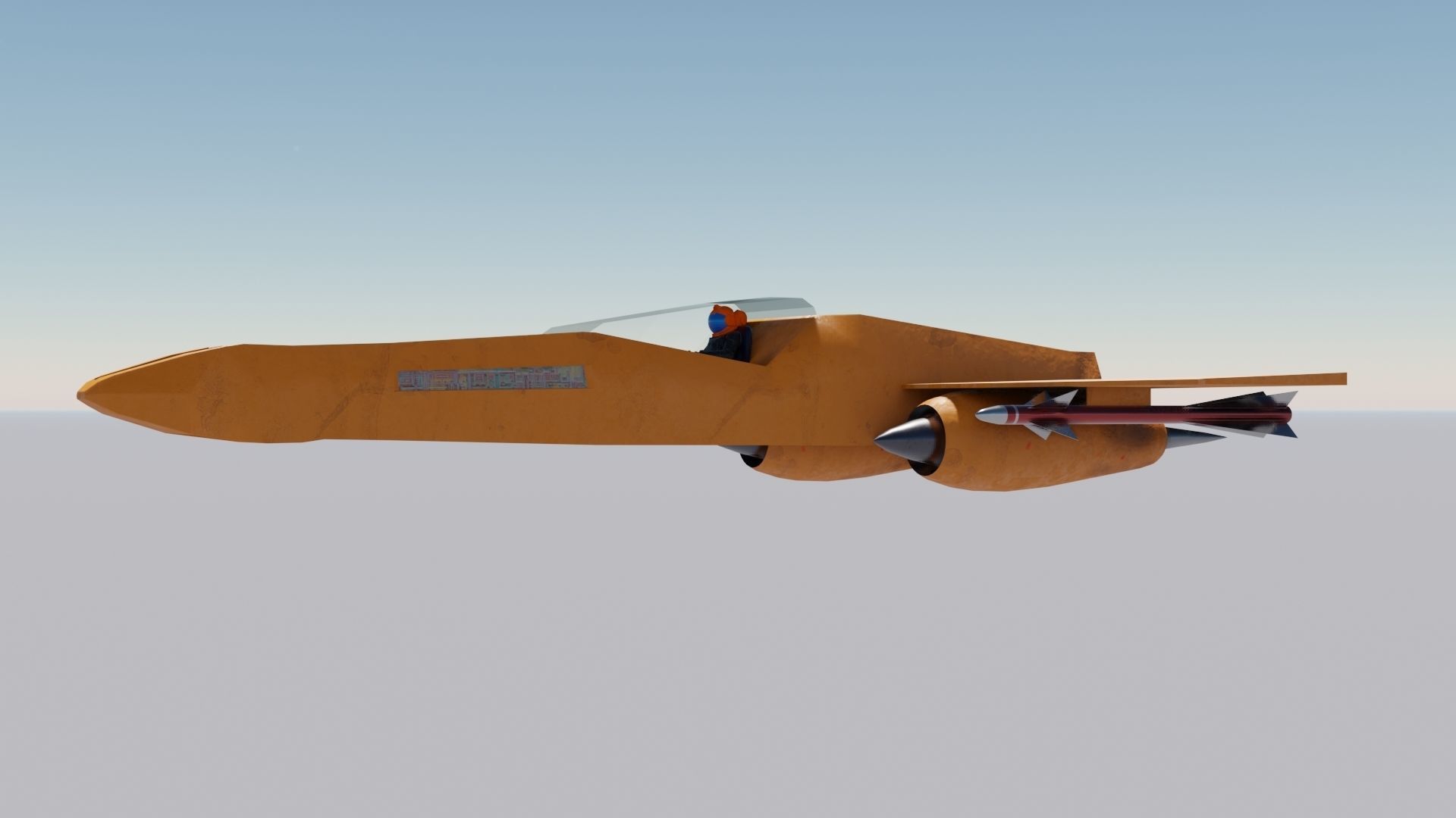 Spaceship 3D model Low-poly fighter jet Low-poly 3D model_11