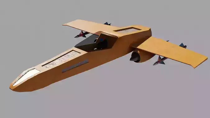 Spaceship 3D model Low-poly fighter jet Low-poly 3D model