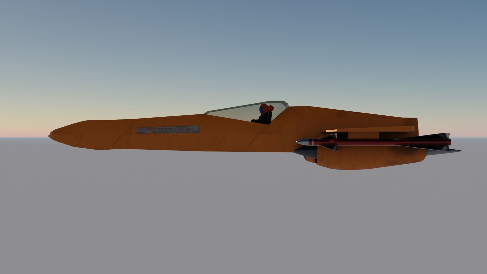 Spaceship 3D model Low-poly fighter jet Low-poly 3D model_9