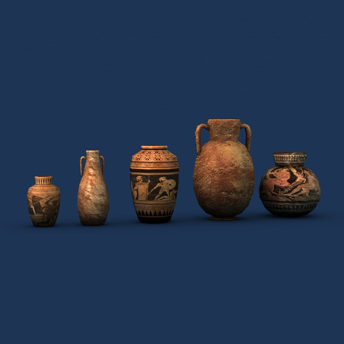 Low poly greek pottery Low-poly 3D model_2