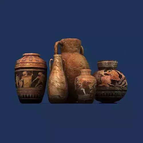 Low poly greek pottery Low-poly 3D model