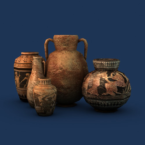 Low poly greek pottery Low-poly 3D model_1