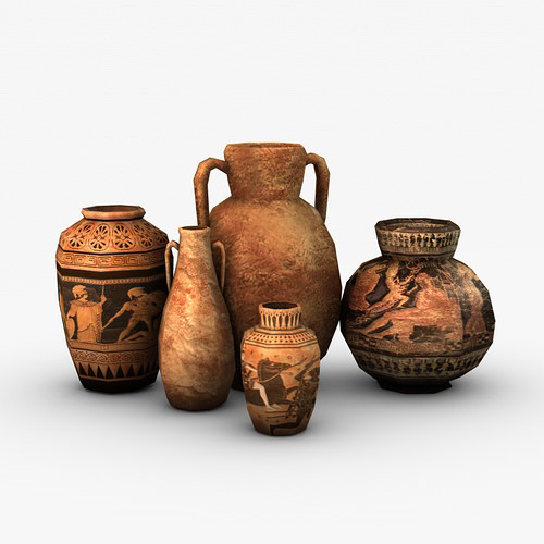 Low poly greek pottery Low-poly 3D model_5