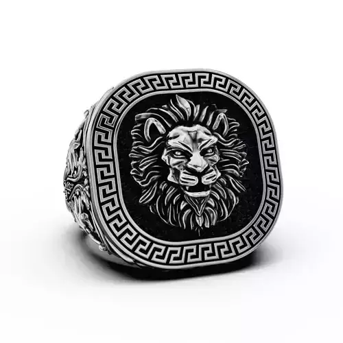 Lion ring Greek ornament 3D print model