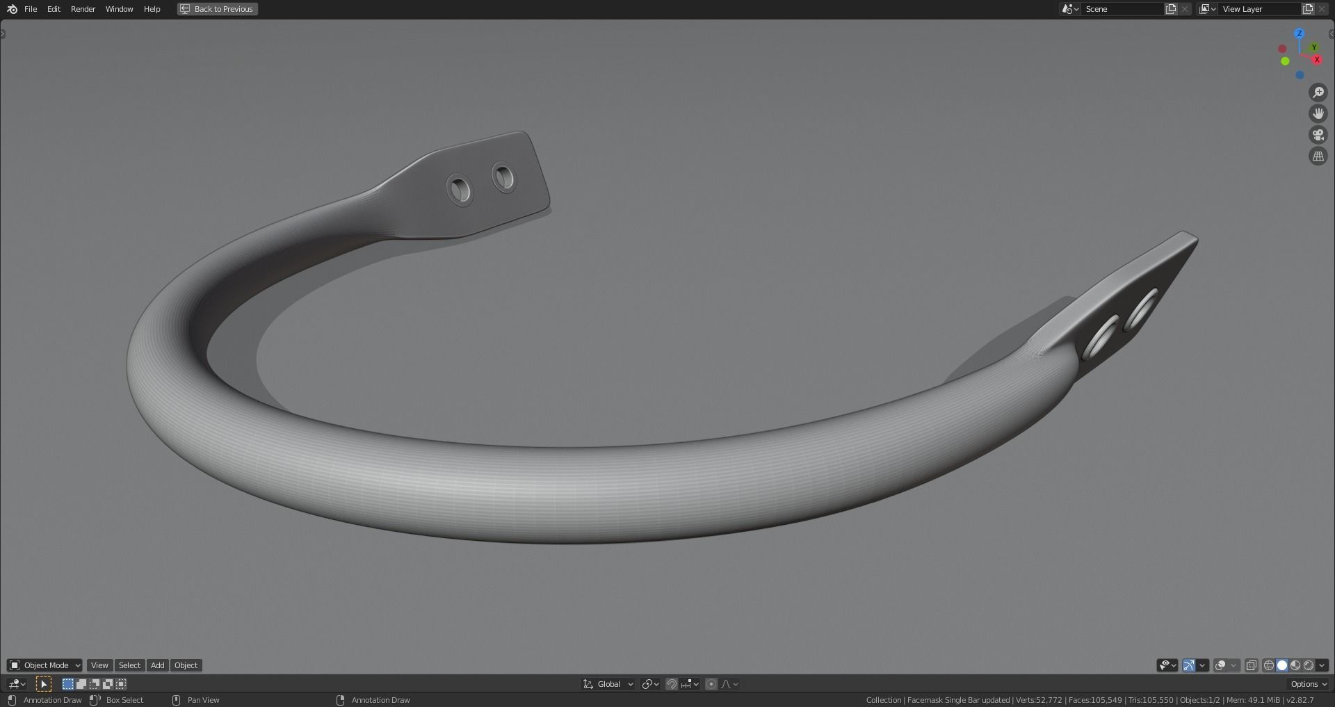 Single Bar Facemask 3D model 3D printable CGTrader