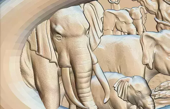 ELEPHANTS in silver medallion Free 3D model