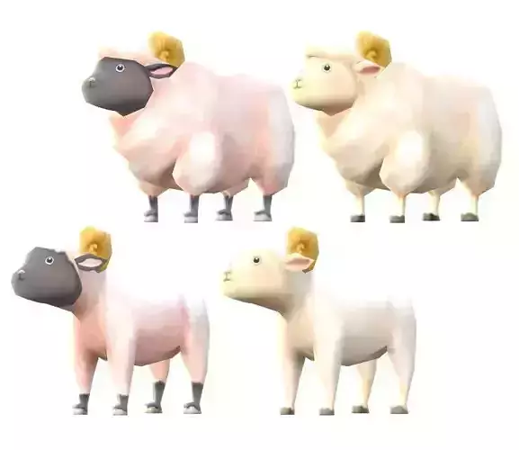 Lowpoly Animal Cartoon - Sheep Low-poly 3D model