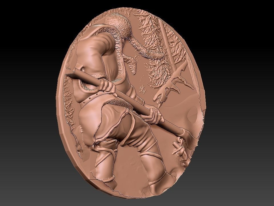 HUNTING 3D medallion with soldier Free 3D model_18