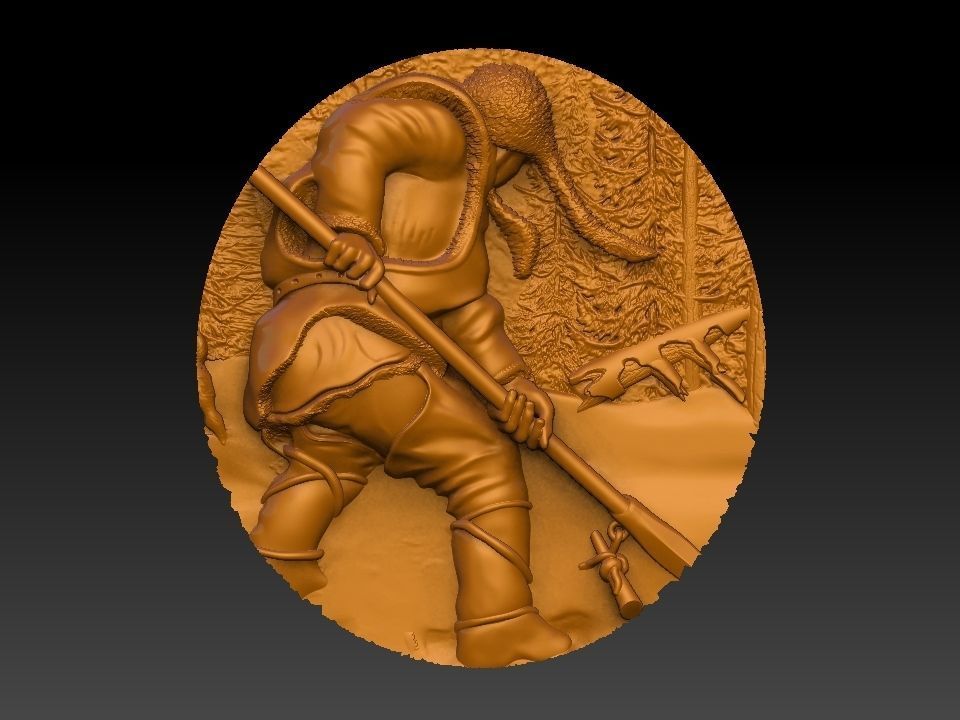 HUNTING 3D medallion with soldier Free 3D model_20